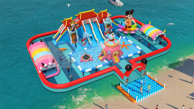 哪吒闹海漂浮乐园,将游乐园搭建在水面上