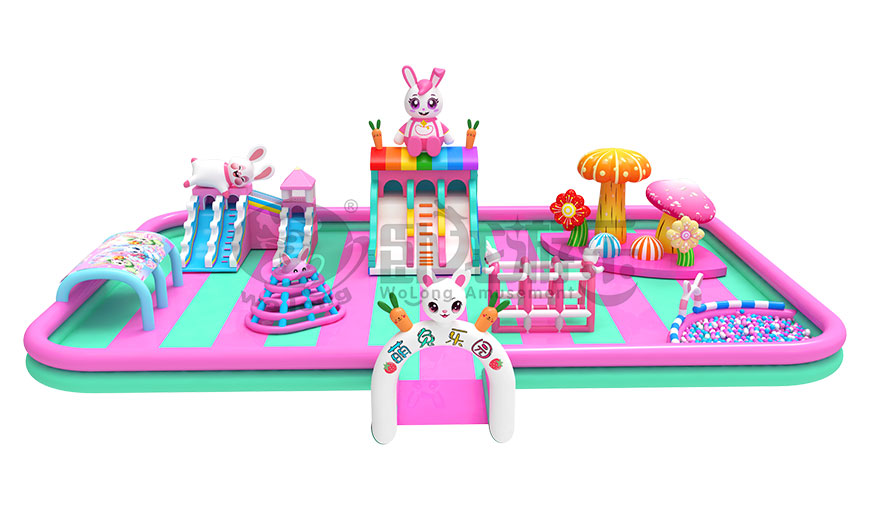 萌兔漂浮乐园让闲置水域变成热闹的水上游乐园