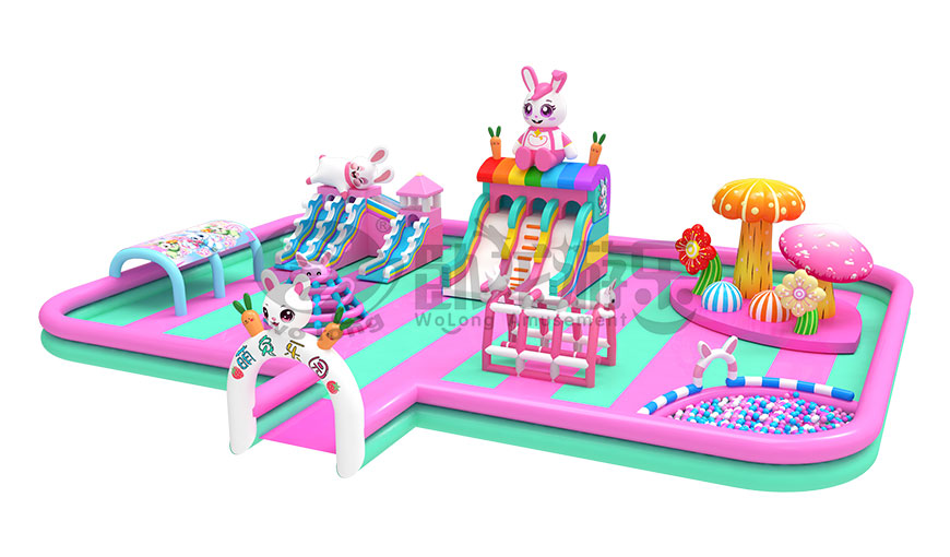 漂浮在水面上的兔子游乐园,萌趣可爱又好玩