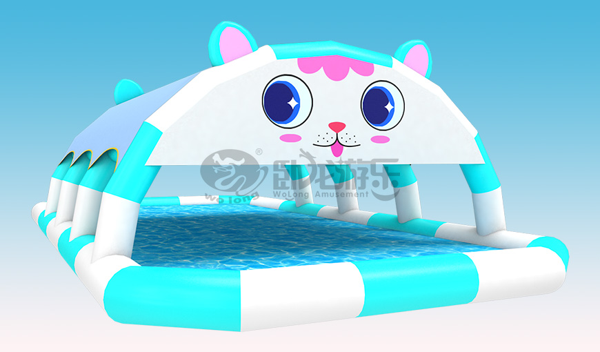 萌趣来袭!卡通猫遮阳棚水池,夏日欢乐戏水