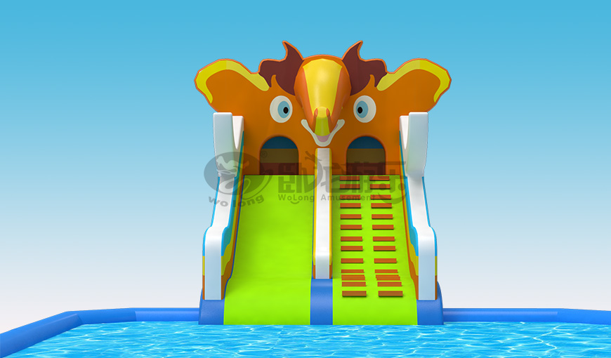 欢乐象充气水滑梯,夏季玩水趣味满满
