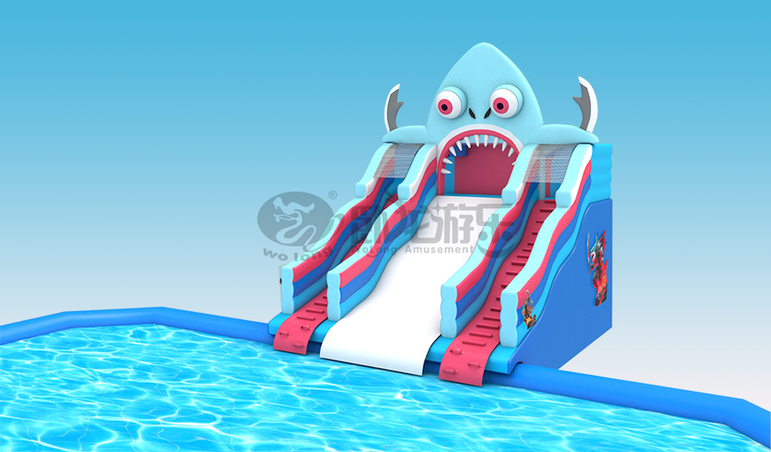 夏天带娃玩水去哪?这款鲨鱼水滑梯,孩子们都爱了!