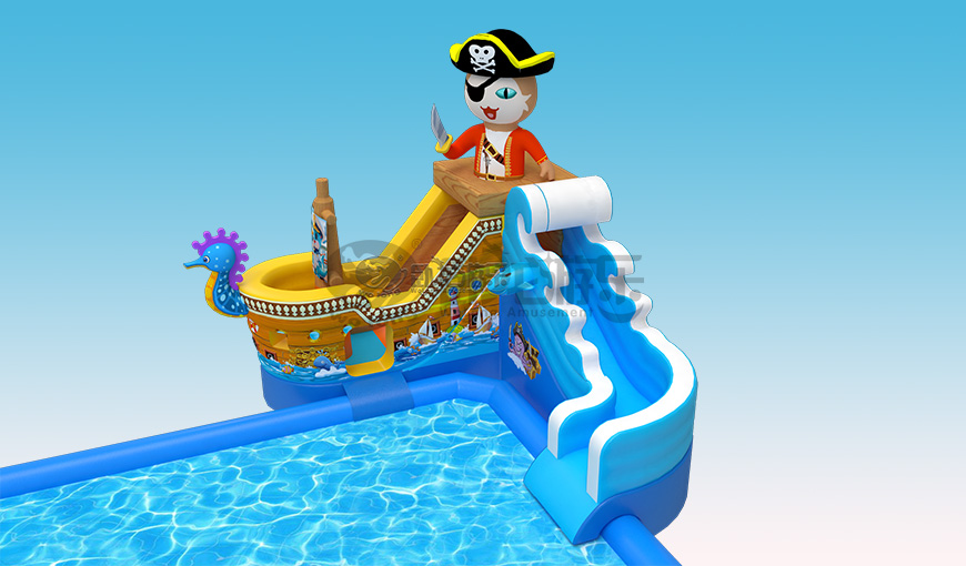 海盗船长水滑梯,夏季清凉戏水趣味满满